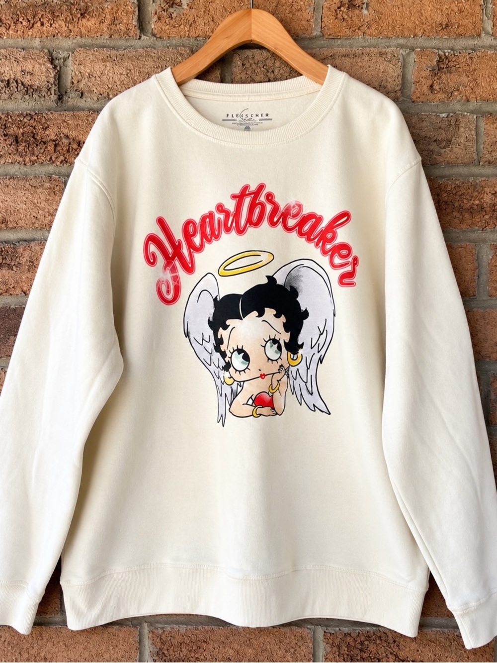 Fleischer Studios Betty Boop Heartbreaker Angel Graphic Sweatshirt
